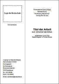 Deckblatt Hausarbeit und Seminararbeit: Vorlage 1