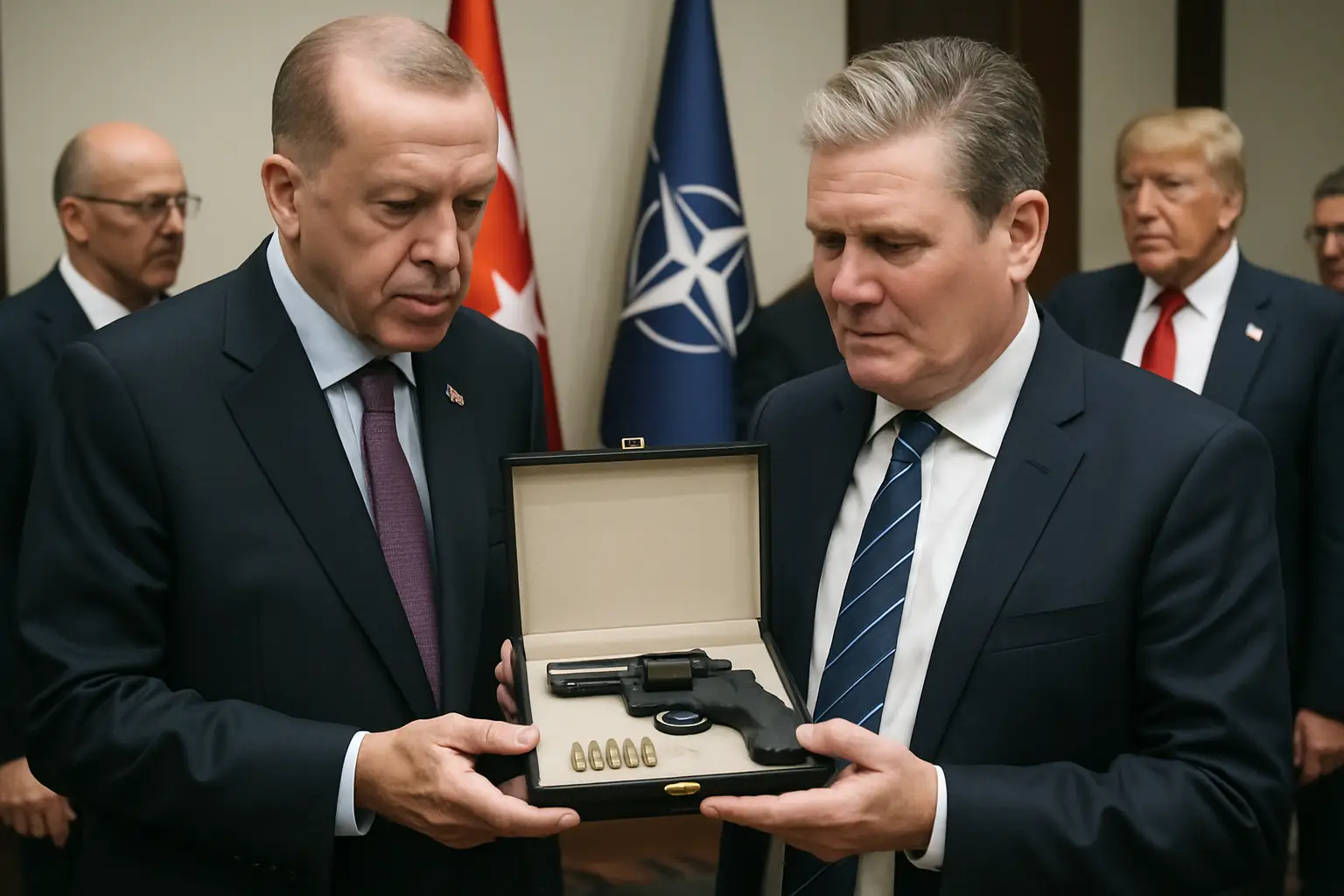 Auch Friedrich Merz?: Bericht: Erdogan schenkt seinen Nato-Gästen Revolver mit scharfer Munition