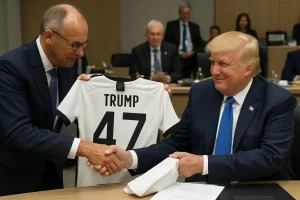 Geste beim G7-Gipfel: Merz schenkt Trump Nationaltrikot mit Nummer 47