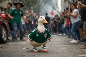 Merlin die WM-Ente im Mexiko-Trikot erobert Social Media
