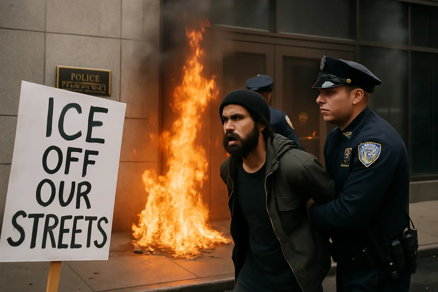 Messer und Protestschild dabei: Ex-Armee-Angehöriger zündet Brandsatz vor New Yorker ICE-Behörde