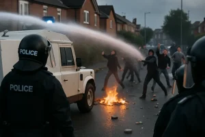Rassistische Ausschreitungen: Polizei setzt Wasserwerfer gegen Randalierer bei Belfast ein