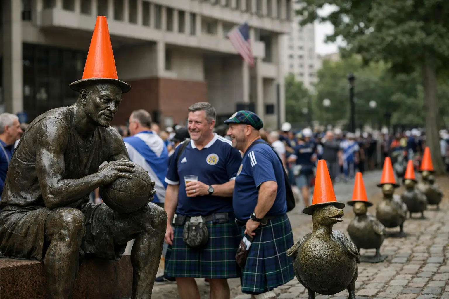 Warum setzen schottische Fans Verkehrskegel auf Statuen? Die Tradition erklärt